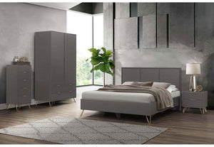 Birlea Arlo Matt Grey Upholstered Fabric Bed 4FT 4FT6 Double 5FT King Size (5786123075750)