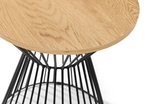 Julian Bowen Jersey Walnut and Oak with Black Metal Lamp Table (6563309355182)