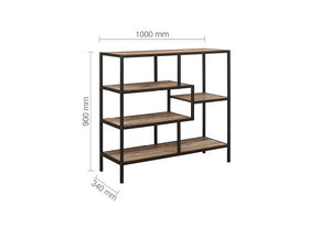 Birlea Urban Rustic Wood Effect with Black Metal Frame Wide Shelving Unit (5596190441638)