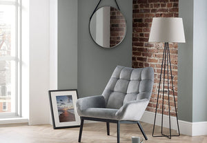 Julian Bowen Lucerne Grey Velvet Upholstered Fabric Chair (6224268230830)