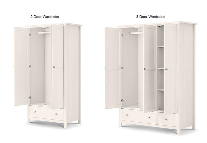 OSD Maine Dove Grey Pure White 2 Door 1 Drw and 3 Door 2 Drw Wardrobe