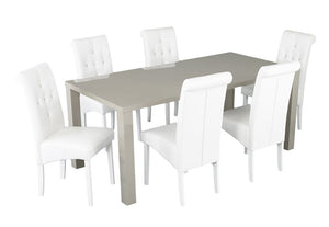 LPD Monroe Puro High Gloss White Charcoal Cream Stone Large Dining Table (6164282114222)
