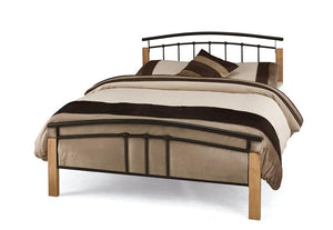 Serene Tetras White Beech & Black White Beech &Silver Metal Bed 3FT 4FT 4FT6 5FT (7016931393710)