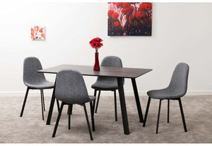 Seconique Berlin Black Wood Grain/Black/Dark Grey Fabric Dining Set (5718921445542)