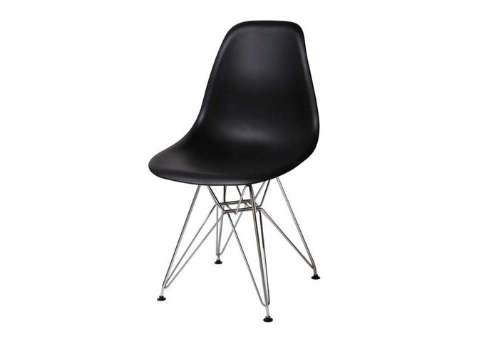 OSD Tallinn Black White Plastic (PP) with Steel Chrome Legs Dining Chair (Set of 4)