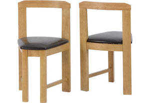 Seconique Windsor Oak Varnish/Brown Faux Leather Stowaway Dining Set (5720084644006)