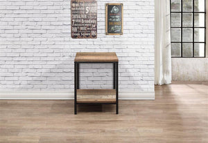 Birlea Urban Rustic Wood Effect with Black Metal Frame Lamp Table (5596196733094)