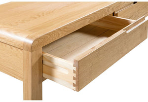 Julian Bowen Curve Waxed Oak 2 Drawer Dressing Table & Stool (5805842989222)