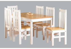 Seconique Ludlow White/Oak Lacquer Dining Set (5719396810918)