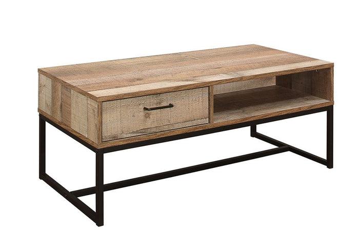 Birlea Urban Rustic Wood Effect with Black Metal Frame 1 Drawer Coffee Table