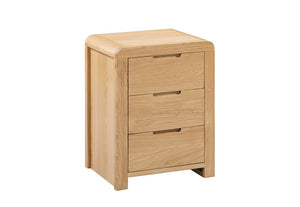 Julian Bowen Curve Waxed Oak 3Drw Bedside Table/Nightstand/Bedside Cabinet Chest (5805841088678)