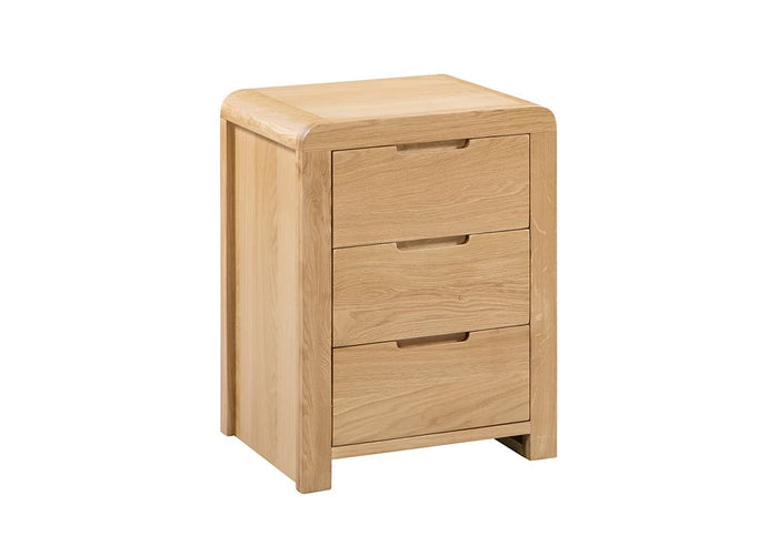 Julian Bowen Curve Waxed Oak 3Drw Bedside Table/Nightstand/Bedside Cabinet Chest