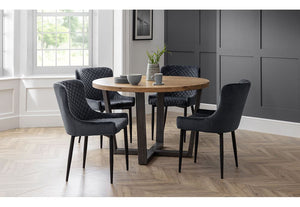 Julian Bowen Brooklyn Rustic Solid Oak & Gunmetal Round Dining Table (5801726050470)