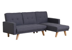 LPD Kitson Grey, Silver-Grey, Teal & Beige Velvet Fabric L Shaped Sofa Bed (6169604948142)