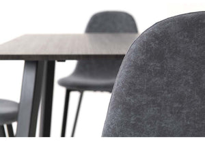 Seconique Berlin Black Wood Grain/Black/Dark Grey Fabric Dining Set (5718921445542)