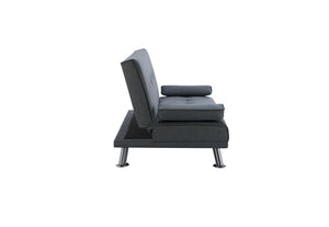 Birlea Logan Grey Polyester Buttoned Back 3 Seater Upholstered Fabric Sofa Bed (5596117794982)