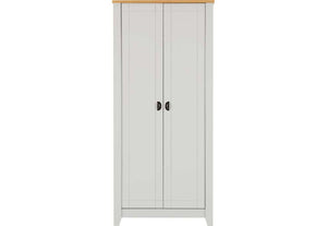 Seconique Ludlow Grey and White with Oak Lacquer 2 Door Wardrobe (5762500788390)