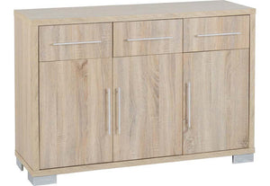 Seconique Milan Sonoma Oak Effect Veneer 3 Door 3 Drawer Sideboard (5748140572838)