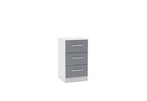 Lynx White & Grey Gloss Bedroom Furniture Wardrobe Chest Bedside by Birlea (6772089815214)