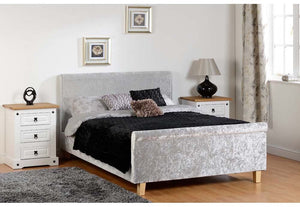 Seconique Shelby Grey Crushed Velvet High Foot End Sleigh Bed 4FT6 Double (5759396708518)
