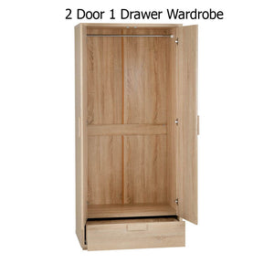 OSD Cambourne Light Sonoma Solid Oak 2 Door 1 Drawer Wardrobe (5738084532390)