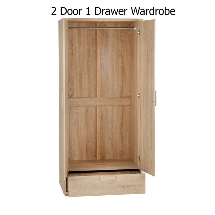 OSD Cambourne Light Sonoma Solid Oak 2 Door 1 Drawer Wardrobe