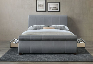 Birlea Lancaster Grey 2 Drawer Upholstered Fabric Bed 4FT6 Double and 5FT King (5597387161766)