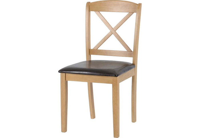OSD Mason Oak Varnish/Brown Faux Leather Dining Chair (Set of 2)