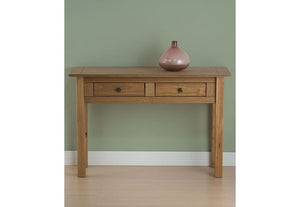Birlea Santiago Distressed Waxed Finish Solid Pine 2 Drawer Console Table (5596193783974)