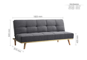 Birlea Snug Grey Polyester 3 Seater Upholstered Fabric Sofa Bed (5596117926054)