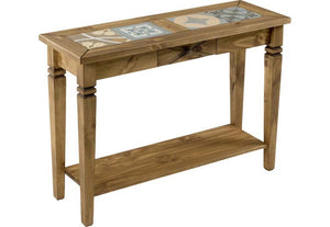 Seconique Salvador Distressed Waxed Pine Tile Top Console Table (5759183257766)