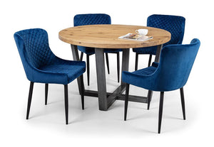 Julian Bowen Brooklyn Rustic Solid Oak & Gunmetal Round Dining Table (5801726050470)