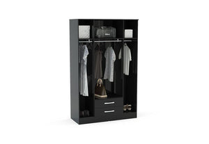 Birlea Lynx High Gloss 4 Door 2 Drawer with Mirror Wardrobe (5600549666982)