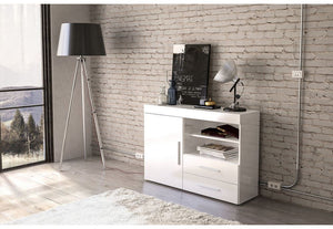 Birlea Edgeware Black Walnut &Black White White & Grey 1 Door 2 Drawer Sideboard (5600648724646)