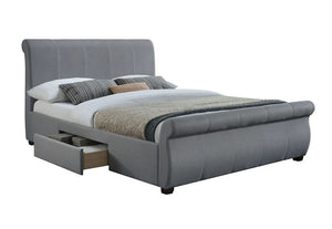 Birlea Lancaster Grey 2 Drawer Upholstered Fabric Bed 4FT6 Double and 5FT King (5597387161766)