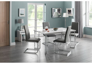 Julian Bowen Manhattan White High Gloss Dining Table & 4, 6 Roma Chairs Set (6120430207150)