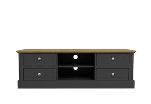 LPD Devon Oak/White, Oak/Charcoal & Oak 4 Drawer TV Unit (6169538101422)