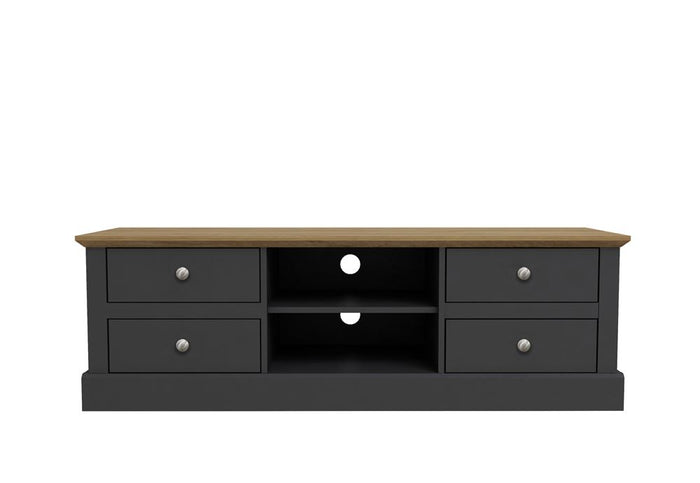 LPD Devon Oak/White, Oak/Charcoal & Oak 4 Drawer TV Unit