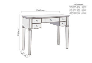 Birlea Elysee Mirrored with Crystal Handles Glass 5 Drawer Dressing Table (5596082372774)