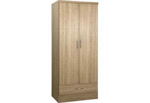 Seconique Nevada Grey, Oyster, Sonoma Oak and White 2 Door 1 Drawer Wardrobe (5762520842406)