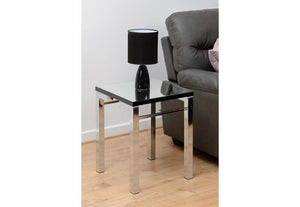 Seconique Valencia Mirrored Black Trim Side Table (5759405523110)