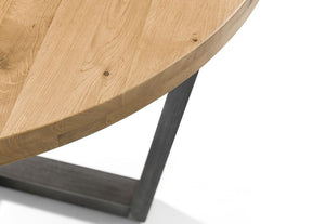 Julian Bowen Brooklyn Rustic Solid Oak & Gunmetal Round Dining Table (5801726050470)