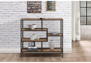 Birlea Urban Rustic Wood Effect with Black Metal Frame Wide Shelving Unit (5596190441638)