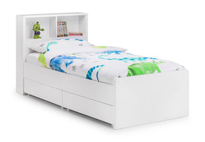 Julian Bowen Manhattan White Wooden Bookcase Bed with Underbed Drw 3FT Single (6570336092334)