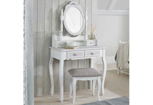 LPD Furniture Brittany White and Grey Shabby Chic Style 2 Drawer Dressing Table (6556426928302)
