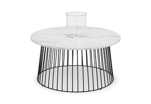 Julian Bowen Broadway White Marble Effect with Black Metal Coffee Table (5644578291878)