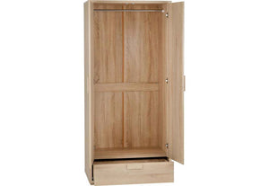 Seconique Cambourne Light Sonoma Solid Oak 2 Door 1 Drawer Wardrobe (5738084532390)