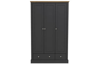 LPD Devon Oak/White, Oak/Charcoal & Oak 3 Door 2 Drawer Wardrobe (6169505267886)