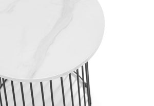 Julian Bowen Broadway White Marble with Black Metal Lamp Table (5644662538406)