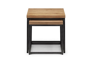 Julian Bowen Brooklyn Solid Oak & Gunmetal Nest of Tables (5644658376870)